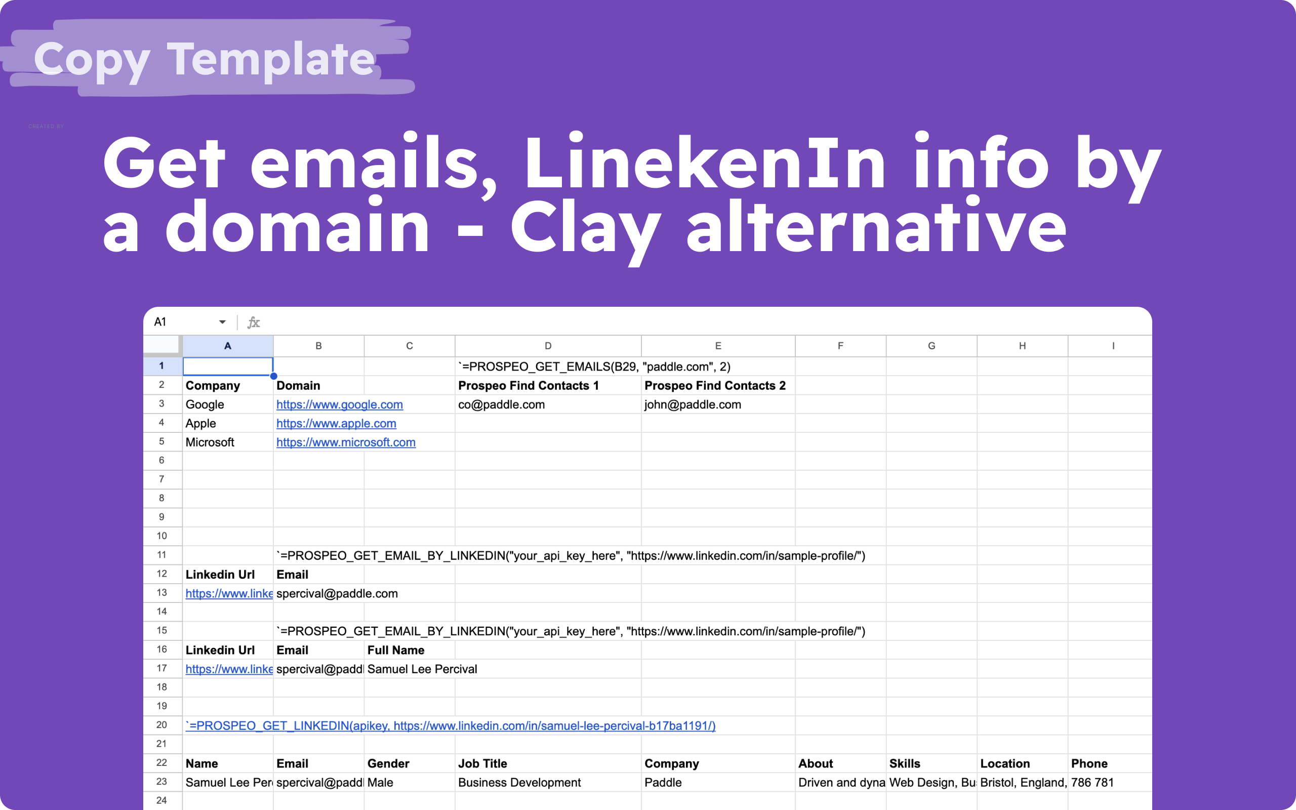 Clay Alternative Template - Apollo and Prospeo integration for email and LinkedIn data enrichment