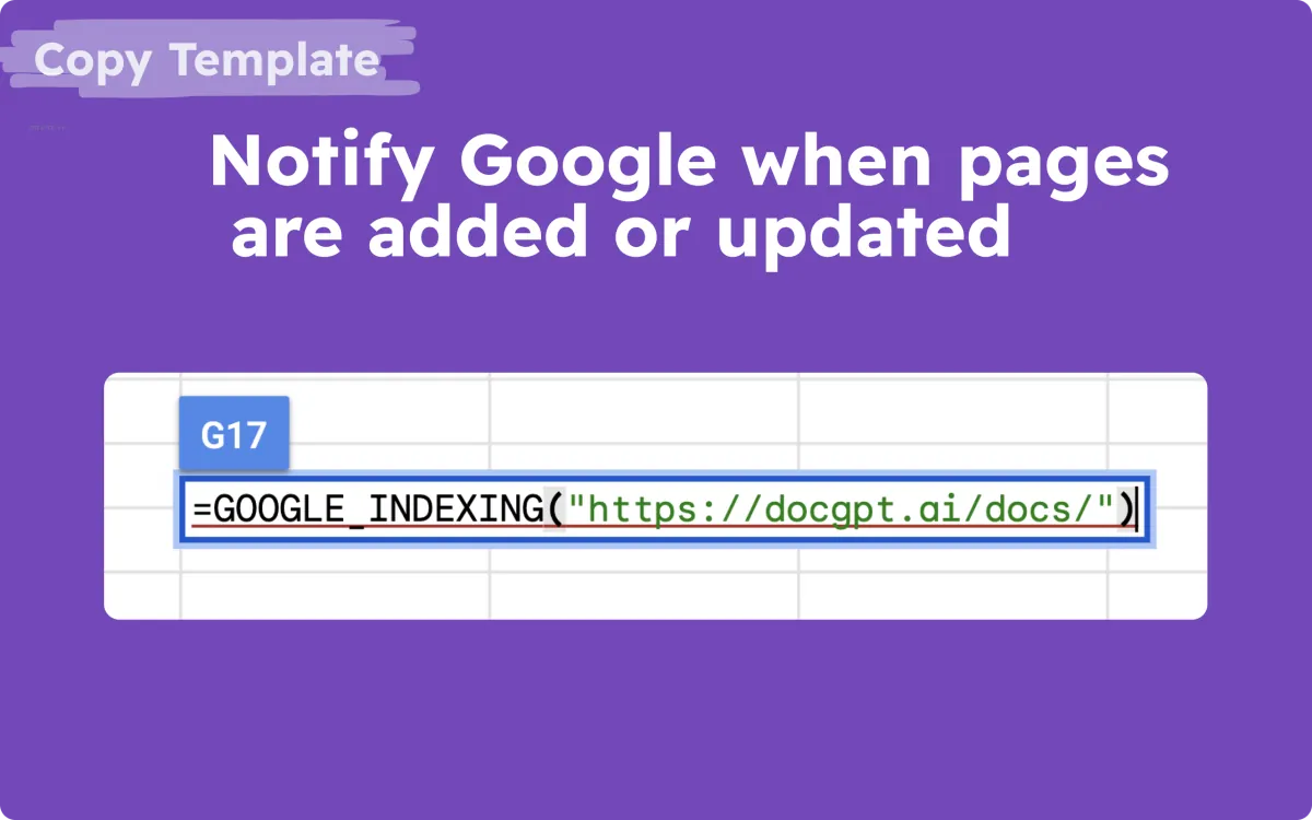 gpt for sheets | google indexing from google sheets